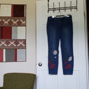 FDJ "olivia" embroidered dark wash jeans